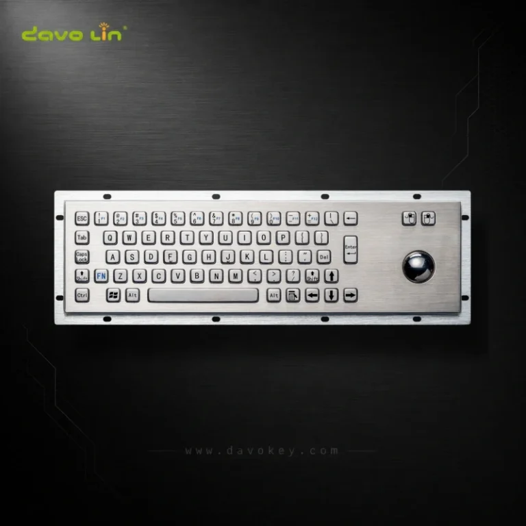 D-8602 stainless steel panel-mount keyboard with trackball