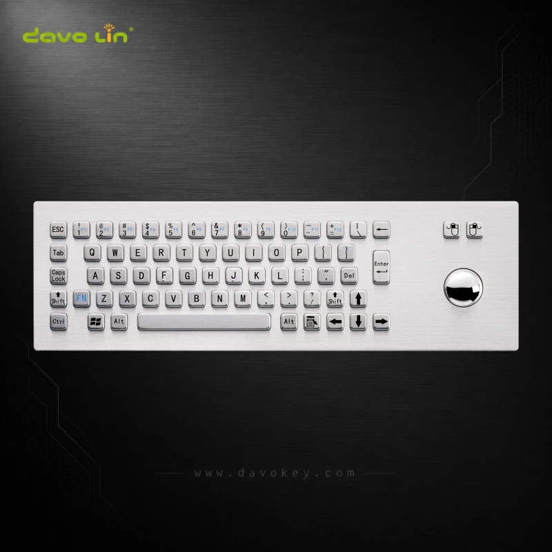 D-8603 Front Panel-Mount Stainless Steel Keyboard with Trackball
