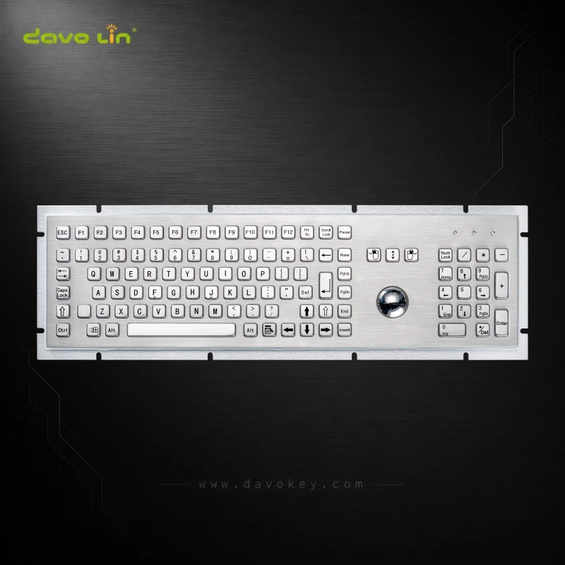 D-8605 Full-Size Stainless Steel Keyboard with Trackball