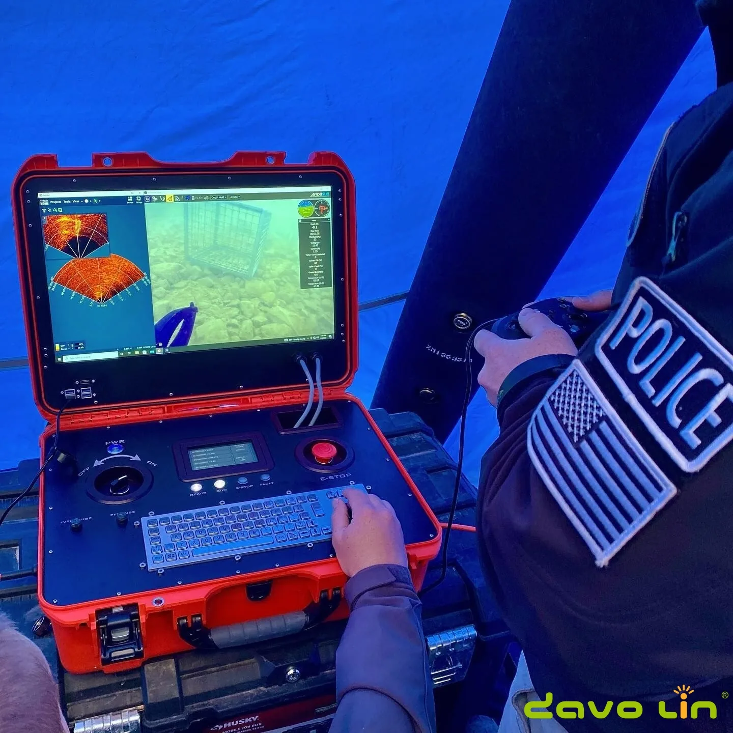 Portable ROV surface console used during boat-based public safety training